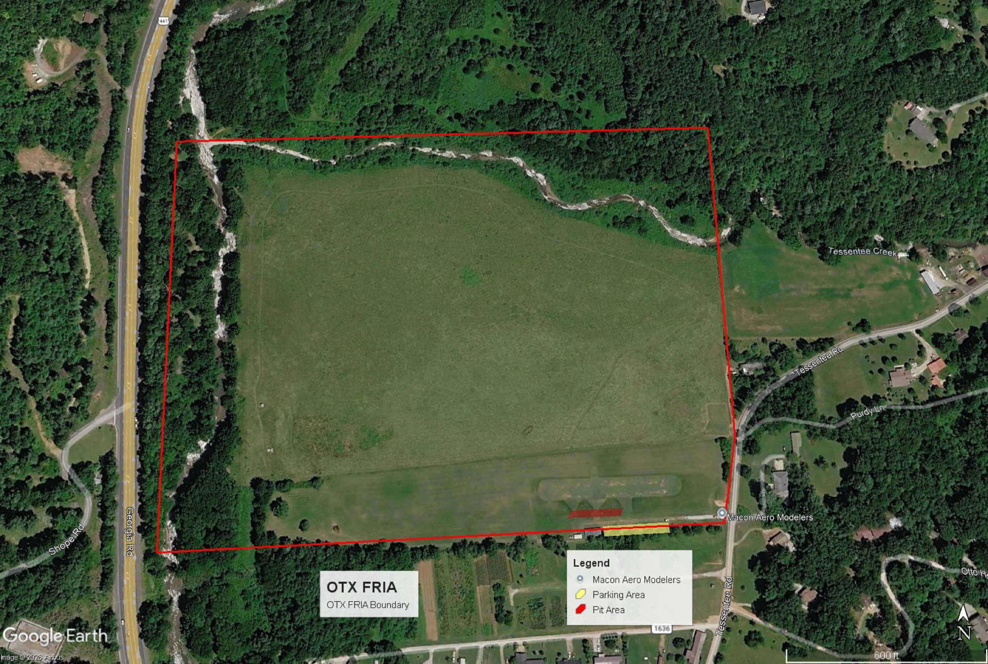 OTX AeroDrome Field Map with FRIA and Pit Area boundaries